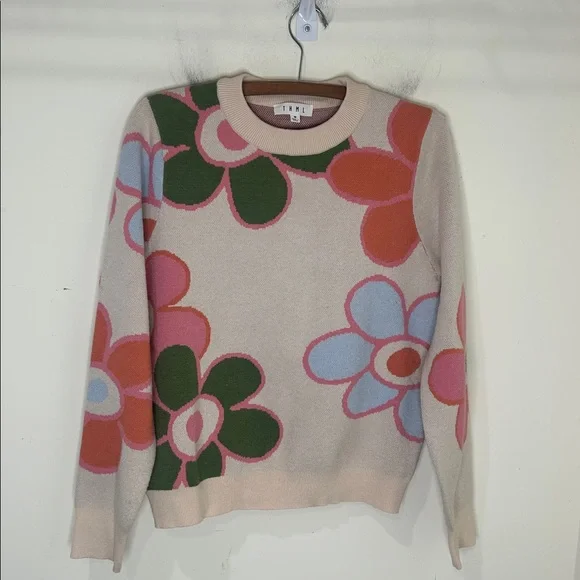 THML Cream Floral Knit Sweater Size Medium - Picture 3 of 13